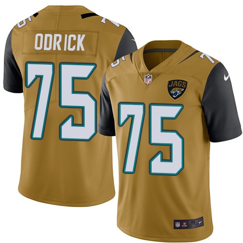 Men's Elite Jared Odrick Nike Jersey Gold - #75 Rush NFL Jacksonville Jaguars